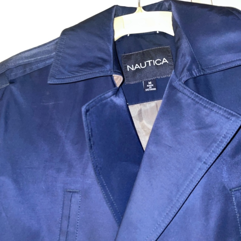 Nautica Navy Blue 3/4 Cut Rain Top Jacket